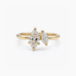 Marquise Moissanite Toi Et Moi Ring 0.82 TCW Open Ring Minimalist Engagement Ring 10K Gold D VVS