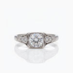 Art Deco Moissanite Engagement Ring 1.52 CT Round Cut Vintage Bezel Ring Milgrain Antique Style 925 Silver VVS