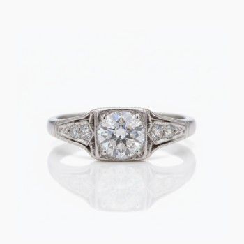 Art Deco Moissanite Engagement Ring 1.52 CT Round Cut Vintage Bezel Ring Milgrain Antique Style 925 Silver VVS