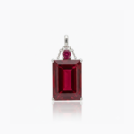 Ruby Red Emerald Cut Pendant Necklace 9.41 CTW Lab Created Ruby Necklace Solitaire Drop Necklace 18 Inch Gift for Her