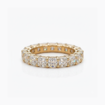 Cushion Cut Moissanite Eternity Band 2.50–3.98 CTW DE VVS1 Wedding Ring 925 Silver