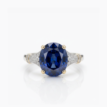 6.12 CT Oval Blue Sapphire Ring Lab Created VVS1 with Moissanite Accents 925 Silver