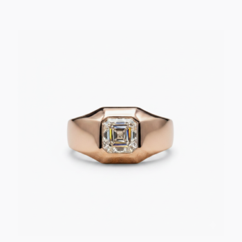 3.5ct Asscher Cut Moissanite Men's Ring, Bezel Set Signet Ring for Men, 925 Sterling Silver Solid Band, Masculine Wedding Band