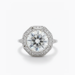 2.73ct Round Moissanite Engagement Ring, Art Deco Octagonal Halo Ring in 925 Silver, Ornate Filigree Scroll Ring, Vintage Style Milgrain