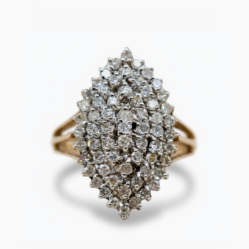 Marquise Halo Moissanite Cluster Ring | 2.0 CTW Diamond Look Ring | Split Shank Pavé Ring | 925 Silver Statement Ring