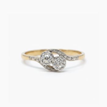 0.52 CT Round Moissanite Ring, Toi Et Moi Ring, Two Stone Bypass Ring, Vintage Promise Ring, Sterling Silver Engagement Ring