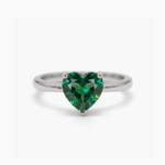 2.25 CT Heart Cut Emerald Ring, Green Solitaire Ring, Minimalist Promise Ring, Sterling Silver Engagement Ring