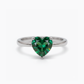 2.25 CT Heart Cut Emerald Ring, Green Solitaire Ring, Minimalist Promise Ring, Sterling Silver Engagement Ring