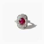 1.20 CT Oval Garnet Halo Ring Art Deco Vintage Engagement Ring Lab Created Garnet Milgrain Diamond Halo Silver Ring