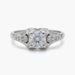 1.20ct Round Moissanite Engagement Ring Solitaire with Channel Set Side Stones | Classic Minimalist Ring | 925 Silver Promise Ring