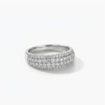 1.60ct Moissanite Pave Band Ring | Wide Multi Row Diamond Wedding Band | Half Eternity Ring 925 Silver | Statement Anniversary Ring