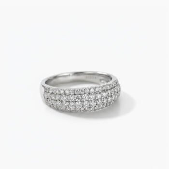 1.60ct Moissanite Pave Band Ring | Wide Multi Row Diamond Wedding Band | Half Eternity Ring 925 Silver | Statement Anniversary Ring