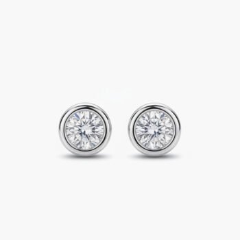 1.10ct Round Moissanite Stud Earrings | Bezel Set Solitaire Earrings | Minimalist Silver Studs | Everyday Fine Jewelry Gift for Her