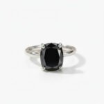 3.02ct Black Cushion Cut Ring, Lab Created Black Stone Engagement Ring, Minimalist Solitaire Ring, 925 Silver Promise Ring