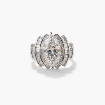 2.02 CT Marquise Moissanite Art Deco Ring Baguette Halo Cluster Statement Ring 925 Silver Engagement Ring Vintage Style