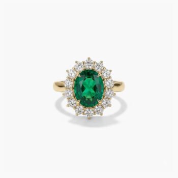 Oval Green Emerald Halo Ring 2 CT Lab Created Emerald Diamond Halo Engagement Ring Vintage Style 925 Silver