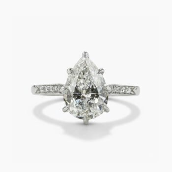 2.0 CT Pear Cut Moissanite Engagement Ring Pavé Band Solitaire Teardrop Ring Minimalist Promise Ring 925 Silver