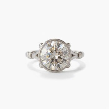 3.00 CT Round Moissanite Bezel Set Engagement Ring Vintage Milgrain Solitaire Ring Cathedral Setting 925 Silver Bridal Ring
