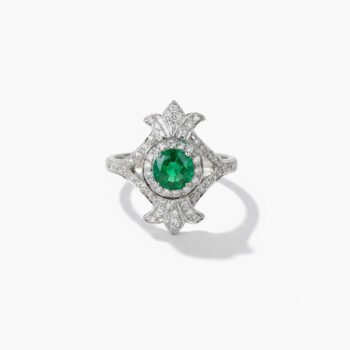 1.00 CT Round Cut Green Lab Created Diamond Ring Art Deco Halo Engagement Ring Vintage Filigree 925 Silver Statement Ring