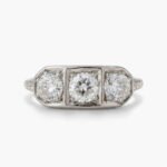 0.90 CT Round Moissanite Three Stone Ring Art Deco Engagement Ring Vintage Filigree Band 925 Silver Antique Style Bridal Ring
