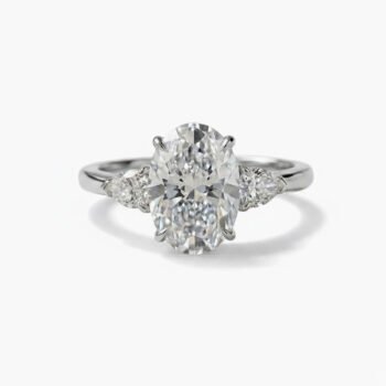 2.01 CT Oval Cut Moissanite Engagement Ring Pear Side Stones Three Stone Ring VVS DE 925 Silver Bridal Ring Unique Promise Ring