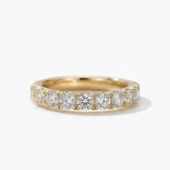 1.42ct Round Moissanite Half Eternity Band DE VVS | 925 Silver Yellow Gold Ring | Wedding Band Stackable Ring Minimalist