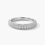 0.55ct Vintage Milgrain Moissanite Wedding Band DE VVS | 925 Silver Half Eternity Ring | Engraved Art Deco Bridal Band