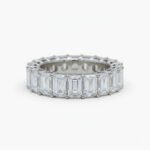 4.0ct Emerald Cut Moissanite Eternity Band DE VVS | 925 Silver Full Eternity Ring | Step Cut Wedding Band Art Deco Stack Ring