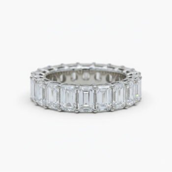 4.0ct Emerald Cut Moissanite Eternity Band DE VVS | 925 Silver Full Eternity Ring | Step Cut Wedding Band Art Deco Stack Ring