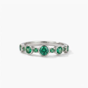 0.62ct Round Cut Green Lab Created Bezel Ring VVS | 925 Silver Minimalist Wedding Band | Bubble Stackable Ring Gift for Her