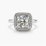 2.0ct Old European Cut Art Deco Moissanite Halo Ring| Vintage Square Halo Engagement Ring | 925 Silver Milgrain Ring | Antique Style Ring