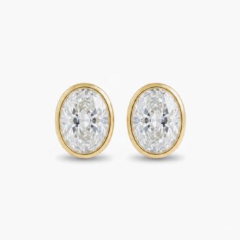 5.00 CTW Bezel Set Oval Cut Moissanite Earrings set Vintage 925 Silver
