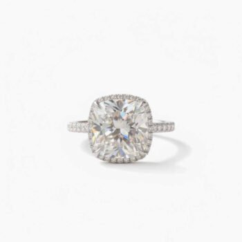 14.0CT Cushion Cut Moissanite Engagement Ring Pave Band Halo Solitaire Ring 925 Silver DE VVS1 Statement Ring