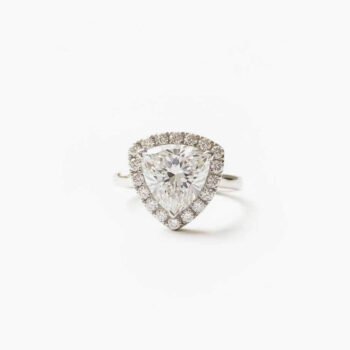 8.5CT Trillion Cut Moissanite Halo Engagement Ring Pave Band Halo Ring 925 Silver DE VVS1 Unique Triangle Ring