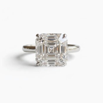 9.55CT Asscher Cut Moissanite Engagement Ring, Cathedral Solitaire Ring, DE VVS1, 925 Silver, Art Deco Statement Ring