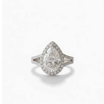 8.05CT Pear Cut Moissanite Halo Engagement Ring, Split Shank Bridal Ring, DE VVS1 Moissanite, 925 Silver Statement Ring