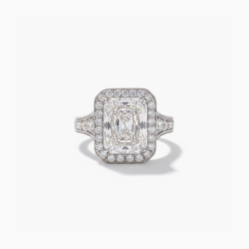 13.55 CT Radiant Cut Moissanite Halo Engagement Ring, Split Shank Art Deco Ring, DE VVS1 925 Silver Bridal Ring