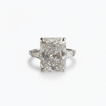 13.75 CT Radiant Cut Moissanite Engagement Ring, Tapered Baguette Three Stone Ring, DE VVS1 925 Silver Art Deco Bridal Ring