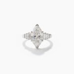 7.61 CT Marquise Cut Moissanite Engagement Ring, Emerald Side Stone Ring, DE VVS1 925 Silver Art Deco Bridal Ring