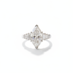 7.61 CT Marquise Cut Moissanite Engagement Ring, Emerald Side Stone Ring, DE VVS1 925 Silver Art Deco Bridal Ring