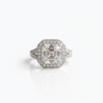 9.66 CT Asscher Cut Moissanite Halo Engagement Ring, Art Deco Vintage Inspired Ring, Filigree Gallery Ring, DE VVS1 925 Silver