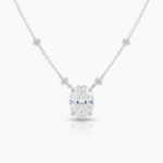 10.05 CT Oval Cut Moissanite Solitaire Necklace, Bezel Basket Pendant Necklace, Floating Diamond Station Chain, VVS1 Moissanite, 925 Silver