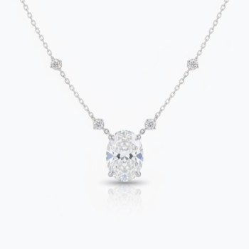 10.05 CT Oval Cut Moissanite Solitaire Necklace, Bezel Basket Pendant Necklace, Floating Diamond Station Chain, VVS1 Moissanite, 925 Silver