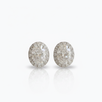 2.70 Ct Oval Cut Moissanite Halo Stud Earrings in 925 Sterling Silver | E-DColor VVS1 Clarity2.70 Ct Oval Cut Moissanite Halo Stud Earrings in 925 Sterling Silver | E-DColor VVS1 Clarity