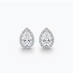 2.62 Ct Pear Cut Moissanite Halo Stud Earrings in 925 Sterling Silver | E-D Color VVS1 Clarity