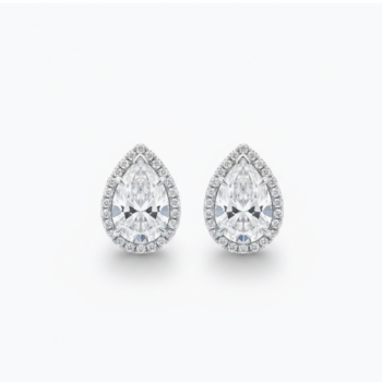 2.62 Ct Pear Cut Moissanite Halo Stud Earrings in 925 Sterling Silver | E-D Color VVS1 Clarity