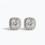 2.85 Ct Princess Cut Moissanite Halo Stud Earrings in 925 Sterling Silver | E-D Color VVS1 Clarity