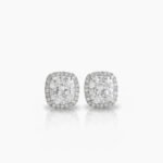 3.0Ct Cushion Cut Moissanite Halo Stud Earrings, 925 Sterling Silver, E-D Color VVS1 Clarity, Round Moissanite Accents