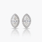 3.15Ct Marquise Cut Moissanite Halo Stud Earrings, 925 Sterling Silver, E-D Color VVS1 Clarity, Round Moissanite Accents