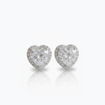 2.50Ct Heart Cut Moissanite Halo Stud Earrings, 925 Sterling Silver, E-D Color VVS1 Clarity, Round Moissanite Halo Accents